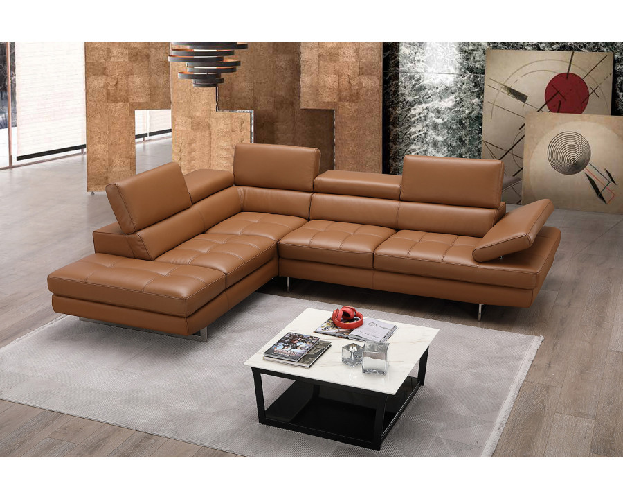 J&M A761 Italian Leather Sectional - Left Hand Facing, Caramel