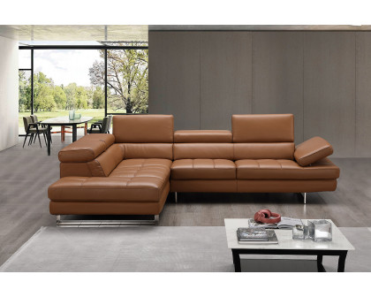 J&M A761 Italian Leather Sectional - Left Hand Facing, Caramel