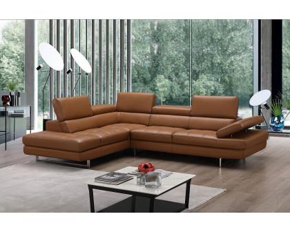 J&M A761 Italian Leather Sectional - Left Hand Facing, Caramel