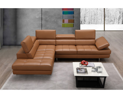 J&M A761 Italian Leather Sectional - Left Hand Facing, Caramel