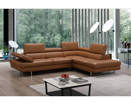 J&M A761 Italian Leather Sectional - Right Hand Facing, Caramel