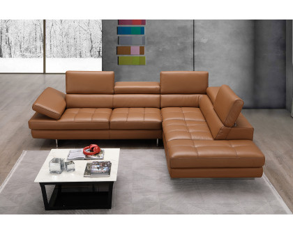 J&M A761 Italian Leather Sectional - Right Hand Facing, Caramel