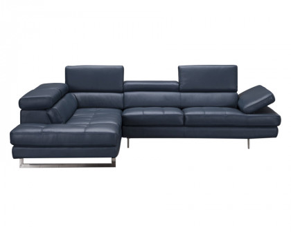 J&M A761 Italian Leather Sectional - Left Hand Facing, Blue