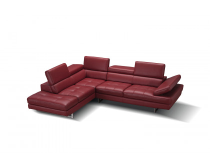 J&M A761 Italian Leather Sectional - Left Hand Facing, Red