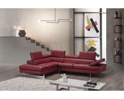 J&M A761 Italian Leather Sectional - Left Hand Facing, Red