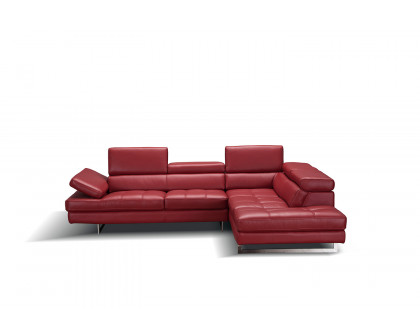 J&M A761 Italian Leather Sectional - Right Hand Facing, Red