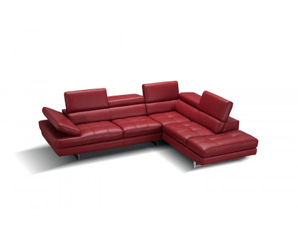 J&M A761 Italian Leather Sectional - Right Hand Facing, Red