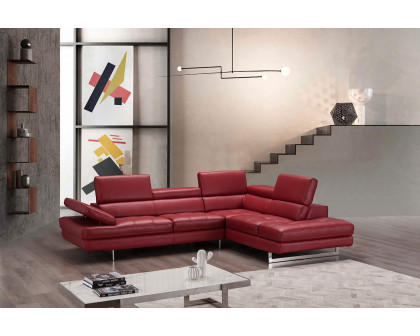 J&M A761 Italian Leather Sectional - Right Hand Facing, Red