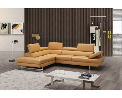 J&M A761 Italian Leather Sectional - Left Hand Facing, Freesia