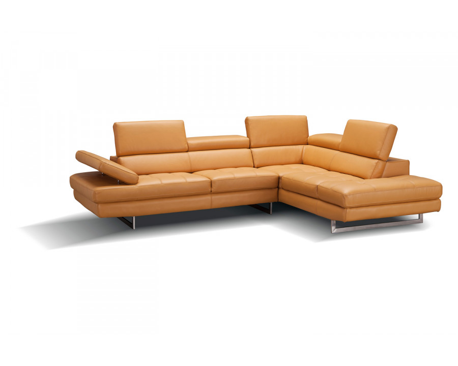 J&M A761 Italian Leather Sectional - Right Hand Facing, Freesia