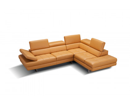 J&M A761 Italian Leather Sectional - Right Hand Facing, Freesia