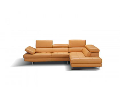 J&M A761 Italian Leather Sectional - Right Hand Facing, Freesia