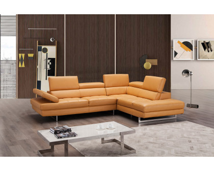 J&M A761 Italian Leather Sectional - Right Hand Facing, Freesia