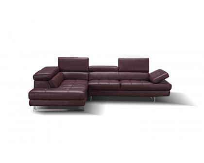 J&M A761 Italian Leather Sectional - Left Hand Facing, Maroon