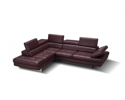 J&M A761 Italian Leather Sectional - Left Hand Facing, Maroon