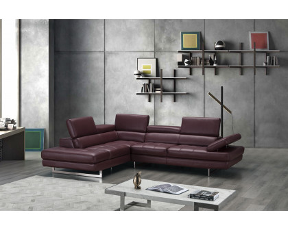 J&M A761 Italian Leather Sectional - Left Hand Facing, Maroon