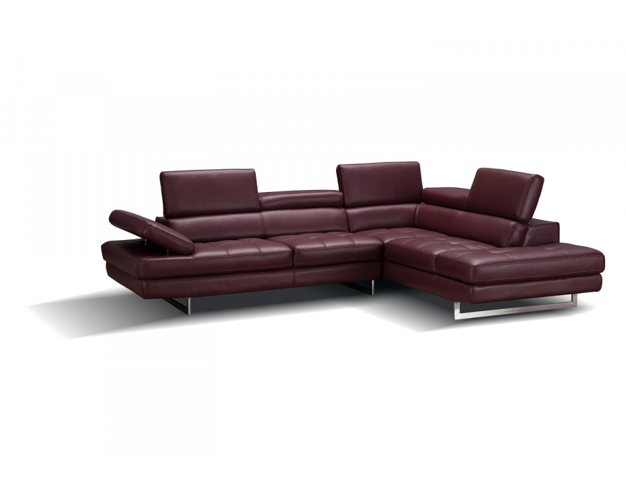 J&M A761 Italian Leather Sectional - Right Hand Facing, Maroon