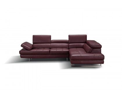 J&M A761 Italian Leather Sectional - Right Hand Facing, Maroon