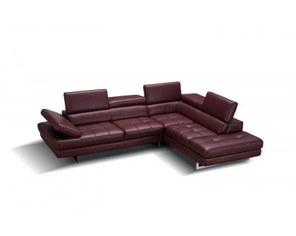 J&M A761 Italian Leather Sectional - Right Hand Facing, Maroon