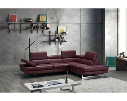 J&M A761 Italian Leather Sectional - Right Hand Facing, Maroon