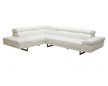 J&M™ 1717 Italian Leather Sectional - Left Hand Facing, White