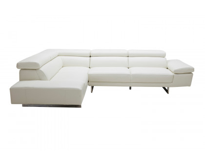 J&M™ 1717 Italian Leather Sectional - Left Hand Facing, White