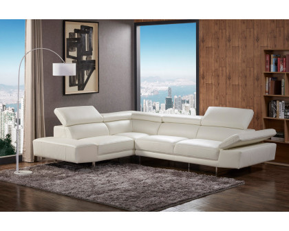 J&M™ 1717 Italian Leather Sectional - Left Hand Facing, White