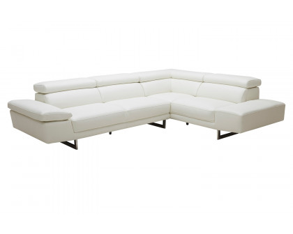 J&M™ 1717 Italian Leather Sectional - Right Hand Facing, White