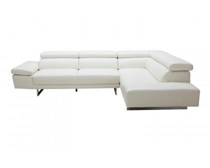 J&M™ 1717 Italian Leather Sectional - Right Hand Facing, White