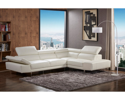 J&M™ 1717 Italian Leather Sectional - Right Hand Facing, White