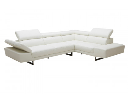 J&M™ 1717 Italian Leather Sectional - Right Hand Facing, White