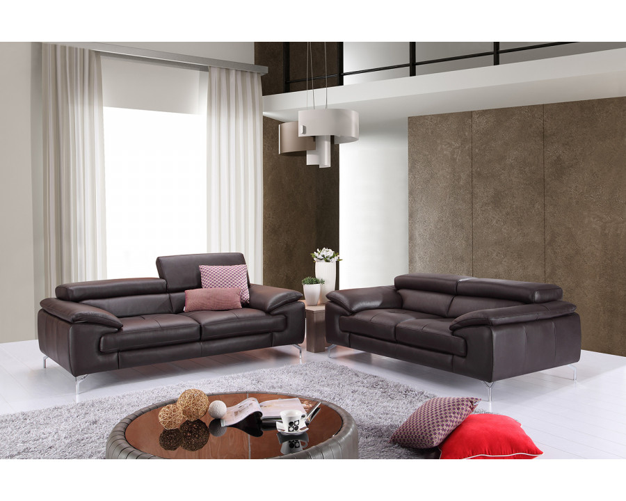 J&M A973 Italian Leather Sofa - Coffee