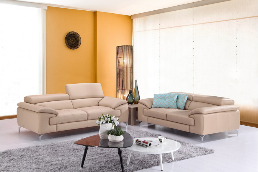 J&M™ A973 Italian Leather Sofa - Peanut