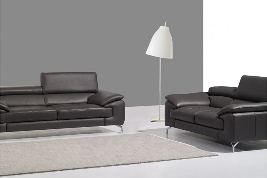 J&M™ A973 Italian Leather Sofa - Gray