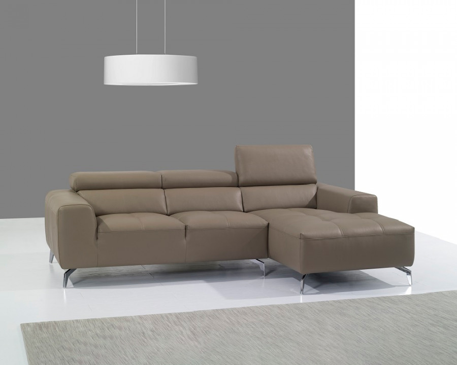 J&M A978B Italian Leather Sectional - Right Facing Chaise, Burlywood