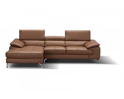 J&M A973B Italian Leather Mini Sectional - Left Facing Chaise, Caramel