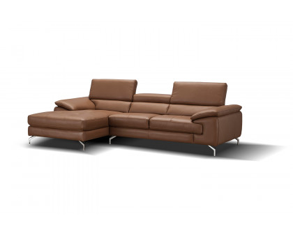 J&M A973B Italian Leather Mini Sectional - Left Facing Chaise, Caramel