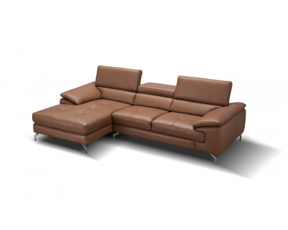 J&M A973B Italian Leather Mini Sectional - Left Facing Chaise, Caramel