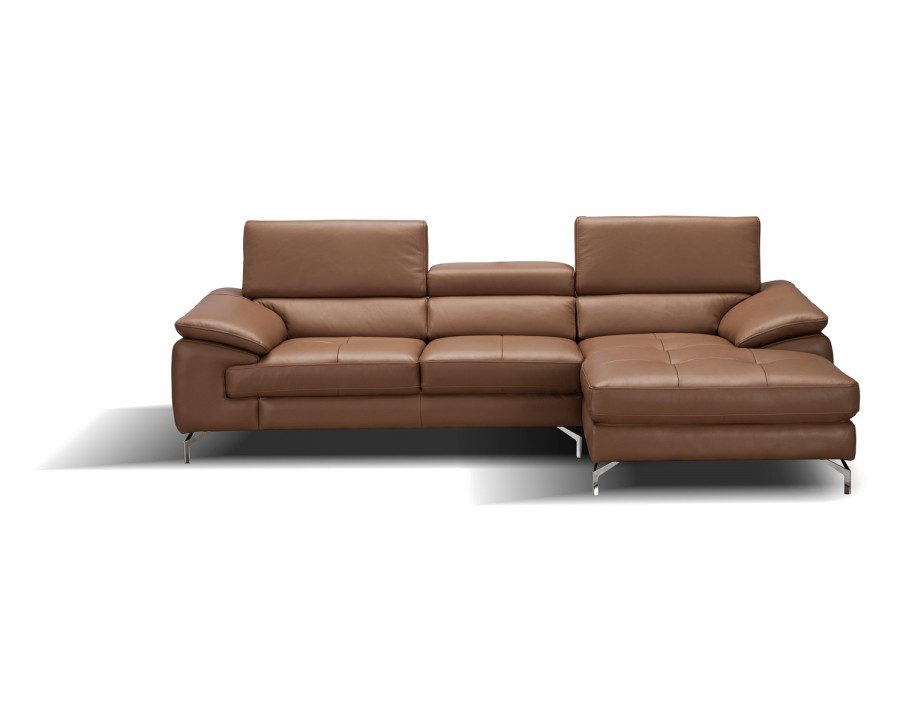 J&M A973B Italian Leather Mini Sectional - Right Facing Chaise, Caramel