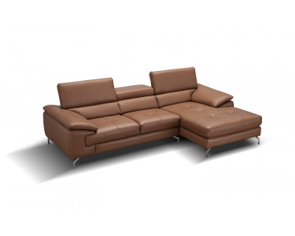 J&M A973B Italian Leather Mini Sectional - Right Facing Chaise, Caramel