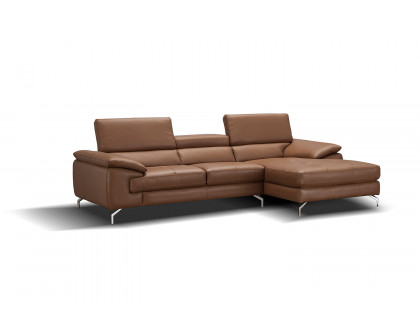 J&M A973B Italian Leather Mini Sectional - Right Facing Chaise, Caramel