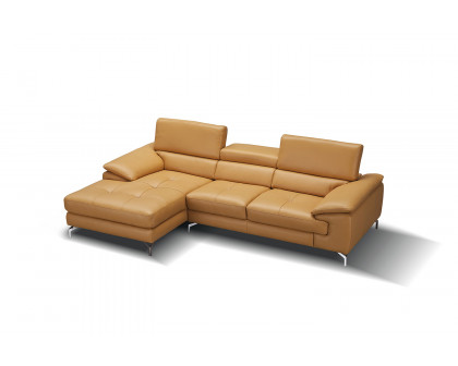 J&M A973B Italian Leather Mini Sectional - Left Facing Chaise, Freesia