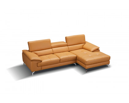 J&M A973B Italian Leather Mini Sectional - Right Facing Chaise, Freesia