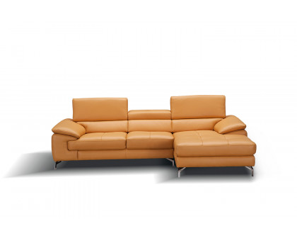 J&M A973B Italian Leather Mini Sectional - Right Facing Chaise, Freesia