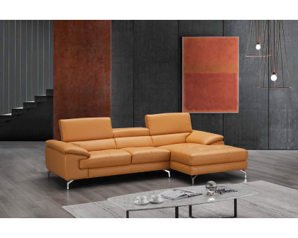 J&M A973B Italian Leather Mini Sectional - Right Facing Chaise, Freesia