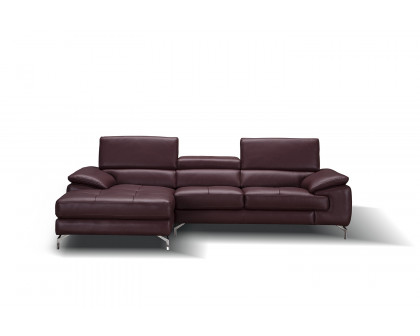 J&M A973B Italian Leather Mini Sectional - Left Facing Chaise, Maroon