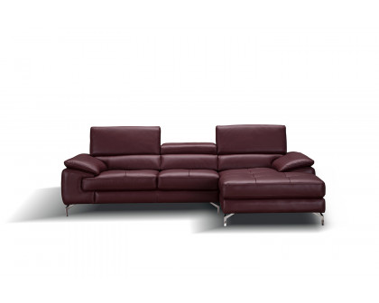 J&M A973B Italian Leather Mini Sectional - Right Facing Chaise, Maroon