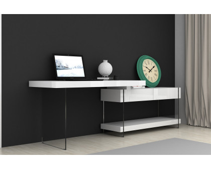 J&M Cloud Desk - White, High Gloss