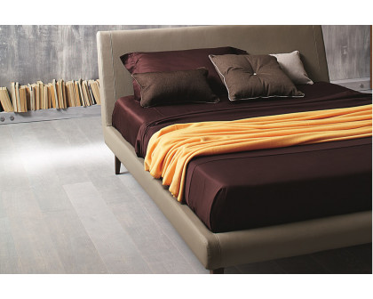 J&M Metropolitan King Bed - Taupe, Leather