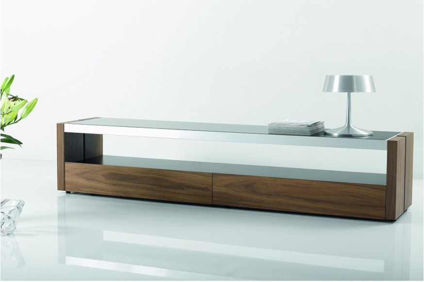 J&M™ Trieste Modern TV Base - Walnut/Black